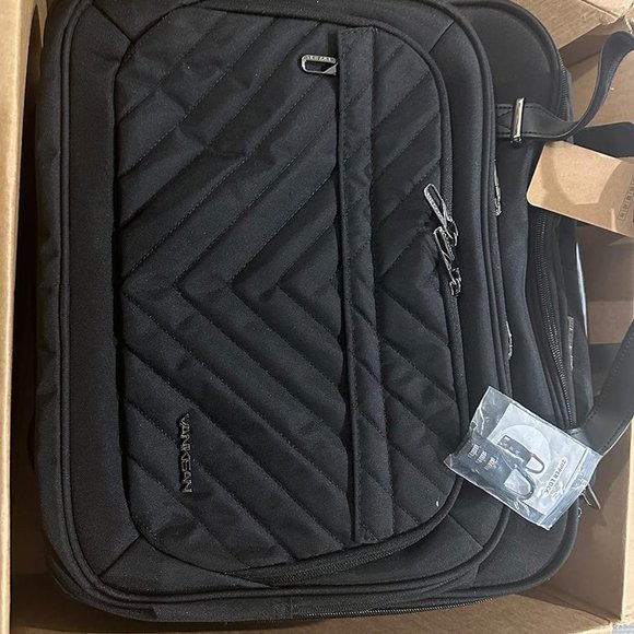 Women's Black Water Repellent Rolling Laptop Bag 15.6 inch - Picture 2 of 11